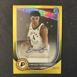 Topps 2025-26 Bowman Chrome Basketball Enrique Freeman BCA-EF Auto /75 Pacers - Image 1