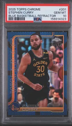 2025-26 Topps Chrome - Stephen Curry #201 Blue Basketball Refractor /150 PSA 10 - Image 1