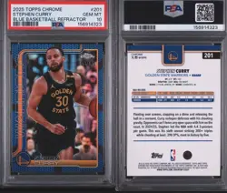 2025-26 Topps Chrome - Stephen Curry #201 Blue Basketball Refractor /150 PSA 10 - Image 3