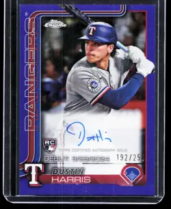 2025 Topps Chrome Update #CRDA-DH Dustin Harris Autographs Purple Refractor - Image 1