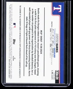 2025 Topps Chrome Update #CRDA-DH Dustin Harris Autographs Purple Refractor - Image 2