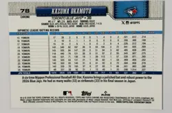 2026 Topps Chrome -Kazuma Okamoto Base Rookie #78 Toronto Blue Jays - Image 2