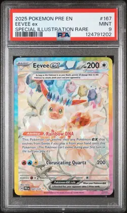2025 POKEMON PRE EN-PRISMATIC EVOLUTIONS #167 EEVEE EX SIR PSA 9 - Image 1