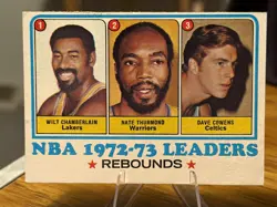 Topps 1973-74 League Leaders 72-73 Rebounds Chamberlain Thurmond Cowens #157 - Image 1