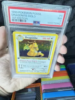 1999 Pokemon Fossil DRAGONITE #4/62 Holo 1st Edition PSA 7 Near Mint! New Cert! - Image 4