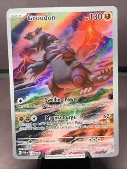 Pokemon TCG Groudon SV04 Paradox Rift 199/182 Full Art Illustration Rare Holo - Image 1
