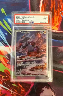 Pokemon TCG Groudon Paradox Rift Holo Illustration Rare Card 199/182 PSA 9 - Image 1