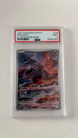 Pokemon TCG Groudon Paradox Rift Holo Illustration Rare Card 199/182 PSA 9 - Image 1