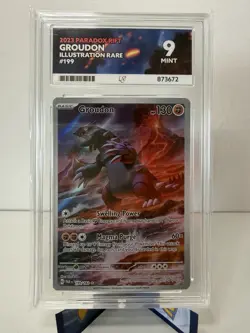 Pokemon Groudon TCG Paradox Rift 199/182 Ace 9 Holo Illustration Rare Card - Image 1