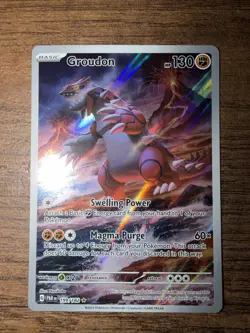 Pokemon TCG Groudon Paradox Rift 199/182 Holo Illustration Rare Mint - Image 1