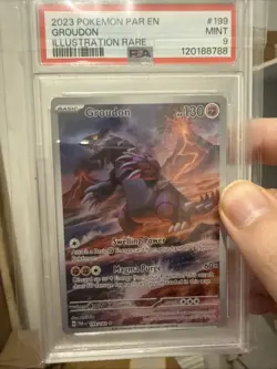 Pokemon Groudon TCG Paradox Rift Holo Illustration Rare Card 199/182 PSA 9 - Image 1