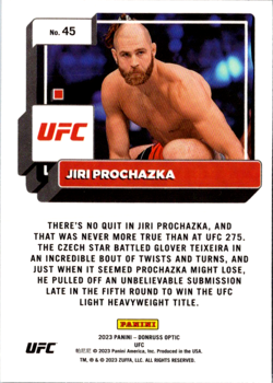 2023 Panini Donruss Optic UFC Jiri Prochazka #45 UFC Trading Card - Image 2