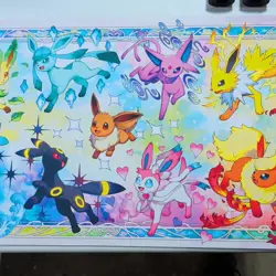 Pokemon TCG Standard Playmat Eevee Evolutions Eevee & Vaporeon 28x14" - Image 1