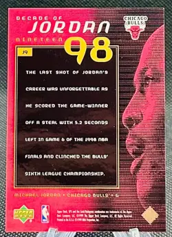 1999-00 UD Upper Deck SPx Decade of Jordan Michael Jordan 1998 98 #J9 Bulls - Image 2
