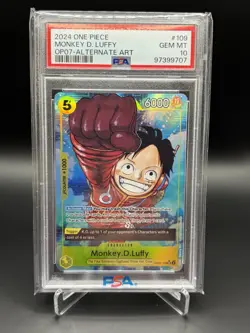 2024 ONE PIECE OP07-500 YEARS IN THE FUTURE ALTERNATE ART MONKEY D. LUFFY PSA 10 - Image 1