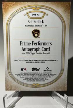 2026 Topps Tier One - Sal Frelick- Prime Performers On-Card Auto- Gold - 83/199! - Image 2