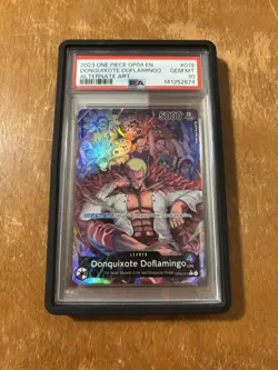 2023 One Piece OP04 English Donquixote Doflamingo Leader Alternative Art PSA 10 - Image 1