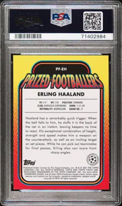 2020 Topps Finest UEFA Erling Haaland Prized Footballers #PF-EH PSA 10 - Image 2