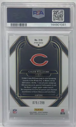 2024 Panini Select Caleb Williams Rookie Copper Shock Prizm #079/299 PSA 9 BEARS - Image 2