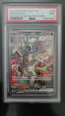 2025 Pokemon White Flare #166/086 Reshiram ex Special Illustration Rare PSA 9 - Image 1