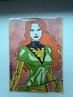 2022 Upper Deck Marvel Masterpieces 1/1 Mendoza Joven Auto Sketch Phoenix - Image 1