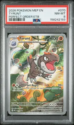2026 Pokemon Mep En-Me Black Star Promo #070 Tyrunt Perfect Order Etb PSA 8 - Image 1