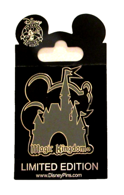 WDW 2000 BLACK and GREY CINDERELLA'S CASTLE WITH A SIHOUETTE PIN - LE 500 #3008 - Image 1