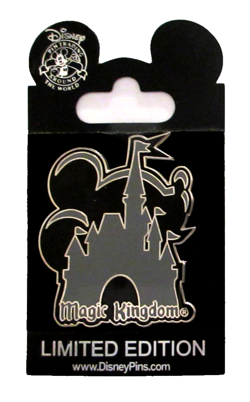 WDW 2000 BLACK and GREY CINDERELLA'S CASTLE WITH A SIHOUETTE PIN - LE 500 #3008 - Image 2