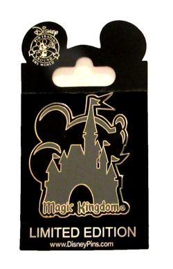 WDW 2000 BLACK and GREY CINDERELLA'S CASTLE WITH A SIHOUETTE PIN - LE 500 #3008 - Image 3