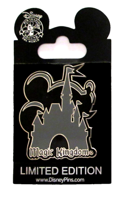 WDW 2000 BLACK and GREY CINDERELLA'S CASTLE WITH A SIHOUETTE PIN - LE 500 #3008 - Image 4