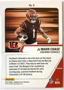 JA'MARR CHASE 2024 Panini Donruss Elite "Full Throttle" SP Teal #/75 Bengals - Image 3