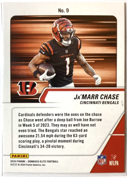 JA'MARR CHASE 2024 Panini Donruss Elite "Full Throttle" SP Teal #/75 Bengals - Image 4