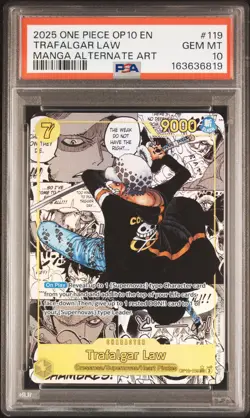 2025 One Piece Op10-Royal Blood #119 Trafalgar Law Manga Alternate Art PSA 10 - Image 1