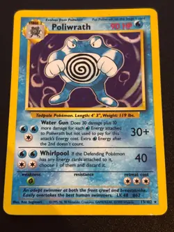 Poliwrath 13/102 Base Set Pokemon Card 1999 WOTC TCG Rare Holo hp - Image 1