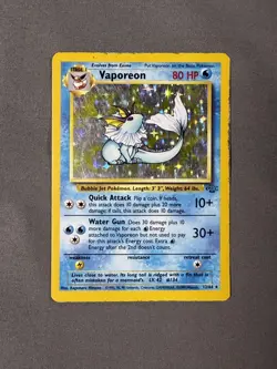 Vintage Pokemon Vaporeon Water Holo Rare Jungle 12/64 WOTC TCG Card Unlimited - Image 1