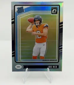 Panini Donruss Optic 2024 Bo Nix Holo silver prizm Denver Broncos Rated #209 RC - Image 1