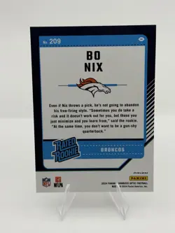Panini Donruss Optic 2024 Bo Nix Holo silver prizm Denver Broncos Rated #209 RC - Image 2