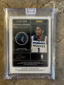 2021-22 Panini One & One Anthony Edwards Game Worn Patch On Card Auto /49 DJ-AEW - Image 2