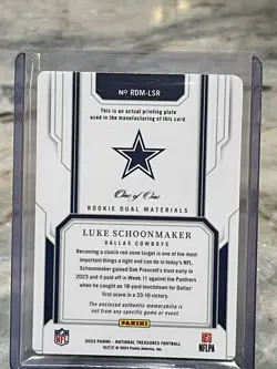 2023 Panini - National Treasures NT- Luke Schoonmaker 1/1 Laundry patch. - Image 2