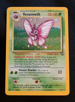 Pokemon Venomoth Card 13/64 Jungle Set Holo Rare Vintage 1999 WOTC - Image 2