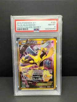2016 POKEMON XY FATES COLLIDE SECRET #125 FULL ART/ALAKAZAM EX PSA 8 - Image 2
