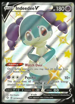 Indeedee V SV114/SV122 Holo V Rare Shining Fates Shiny Vault Pokemon Near Mint - Image 1
