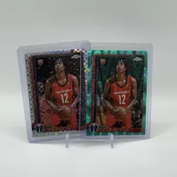 2025-26 Topps Chrome NBA Tre Johnson III RC Ray Wave Aqua /199 and X-Fractor Lot - Image 1