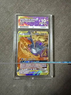 Moltres & Zapdos & Articuno GX Hidden Fates Card 44/68 Ace 10 Perfect Subgrades - Image 1