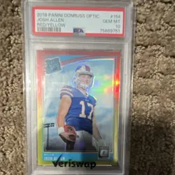 Panini Donruss Optic 2018 Josh Allen Rated Rookie #154 Red/Yellow PSA 10 - Image 1