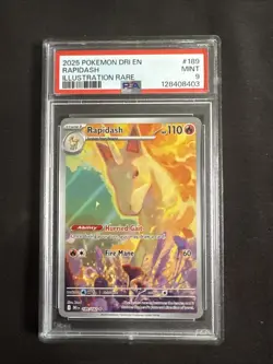 2025 POKEMON DRI EN-DESTINED RIVALS ILLUSTRATION RARE #189 RAPIDASH PSA 9 - Image 1