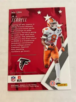 2020 PANINI ROOKIES & STARS AJ TERRELL 5/10 GOLD FOIL ROOKIE FALCONS SP JQ1 - Image 2