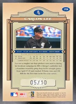 Carlos Lee /10 Auto 2004 Donruss Timeless Treasures Signature Bronze #73 - Image 2