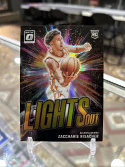 2024-25 Panini Donruss Optic Lights Out Zaccharie Risacher RC Gold Prizm SSP /10 - Image 1