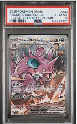 2025 POKEMON DRI EN-DESTINED RIVALS #233 TEAM ROCKET'S NIDOKING EX PSA 10 - Image 2